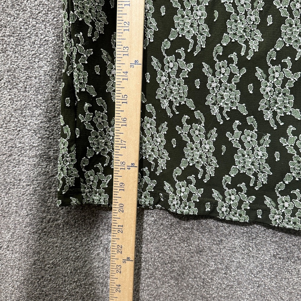 PSSST Womens Floral Lace Tank Top Olive Green Sleeveless Y2K Made in USA Large - Picture 5 of 7